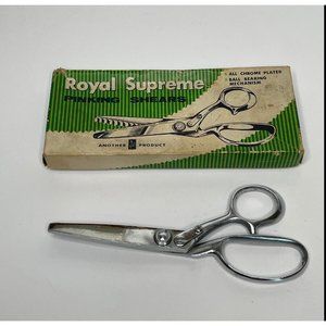 Vintage Royal Supreme Pinking Shears Original Box Chrome Plated Ball Bearing